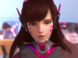 D.Va скачет на члене другого персонажа из игры Overwatch