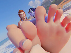 Brigitte and Widowmaker foot fetish POV