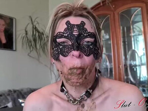 Spit Smelling Sloppy Slave Messy MILF Huge Dildo Extreme Deepthroat Blowjob Bizarre GIF