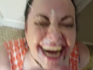 Step-Mom POV Gagging Face Fuck Deepthroat Cumshot Blowjob Big Tits Big Dick Amateur GIF