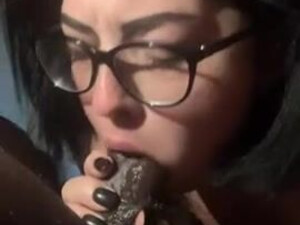 White Girl Spit Pawg Interracial Glasses Deepthroat Big Dick BBC GIF
