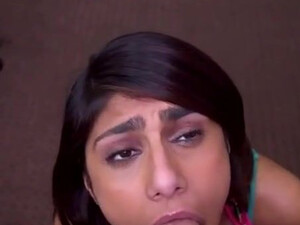 Sucking Pornstar Mia Khalifa Fake Tits Deepthroat Blowjob Big Tits Big Nipples Big Dick Babe GIF